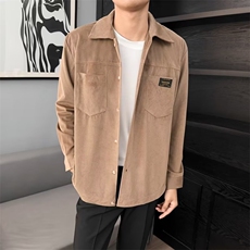 港风灯芯绒加厚长袖衬衫男春秋季新款大码衬衣外套潮牌上衣服Y43，男装衬衫，星座1116A-2（原606A-1）