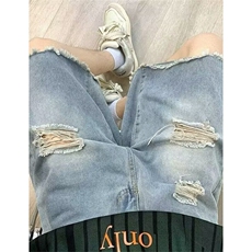 水洗毛边破洞牛仔短裤男vintage复古直筒做旧宽松五分裤NL508，男装牛仔裤，星座1116A（原606A-3）