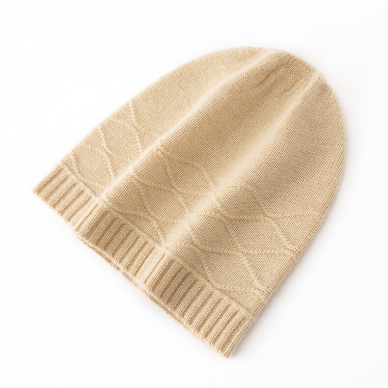 山羊绒帽子女秋冬韩版镂空保暖防寒休闲百搭潮月子包头毛线针织帽，帽子，戎咖羊绒