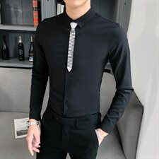 B302CS301降2021春秋装新品店主风长袖衬衫送同款配饰，男装衬衫，电商B216（原B302）