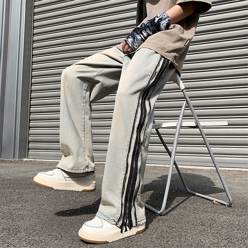 牛仔高街拉链牛仔裤水洗牛仔开叉裤313A-1-NZ035-P65控78,男装牛仔裤,星座808A-1
