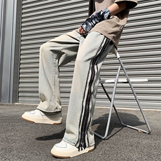 牛仔高街拉链牛仔裤水洗牛仔开叉裤313A-1-NZ035-P65控78，男装牛仔裤，星座808A-1