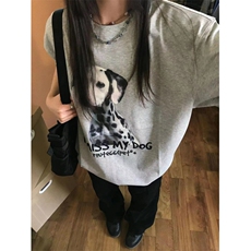 M294-P30卡通斑点狗纯棉卡通印花短袖男女同款宽松大版，男装T恤，星座617A-2