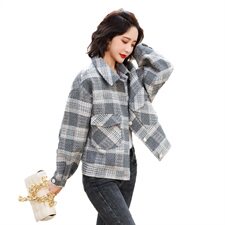 毛呢外套女短款2021秋冬新款赫本风格子呢子小个子韩版冬季外套，女装毛呢外套，辉之琳