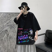 Q11186-P30NASA联名同款春夏季七分袖t恤大码五分袖男短袖中袖，男装T恤，电商A040