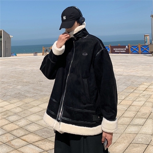 港风麂皮绒皮毛一体羊羔毛棉衣男夹克潮棉衣男YG7538P145控188图片