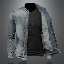 QT5027/H06339/P215品质立领牛仔外套男士有288,男装工装外套,钱塘730-1