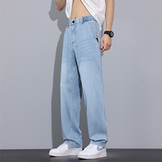 冰氧吧夏季薄款透气凉感宽松直筒休闲裤天丝莱赛尔男牛仔H502-P50，男装牛仔裤，星座509