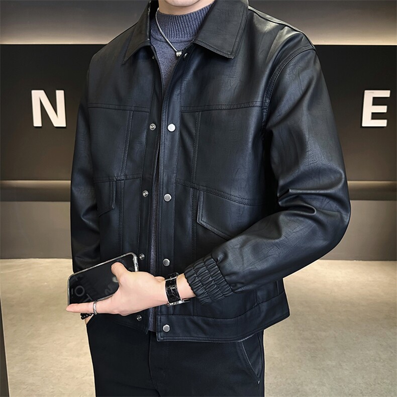 25885-M-4XL-P145店主风秋季男士休闲翻领复古做旧皮衣夹克外套,男装皮衣,电商B255