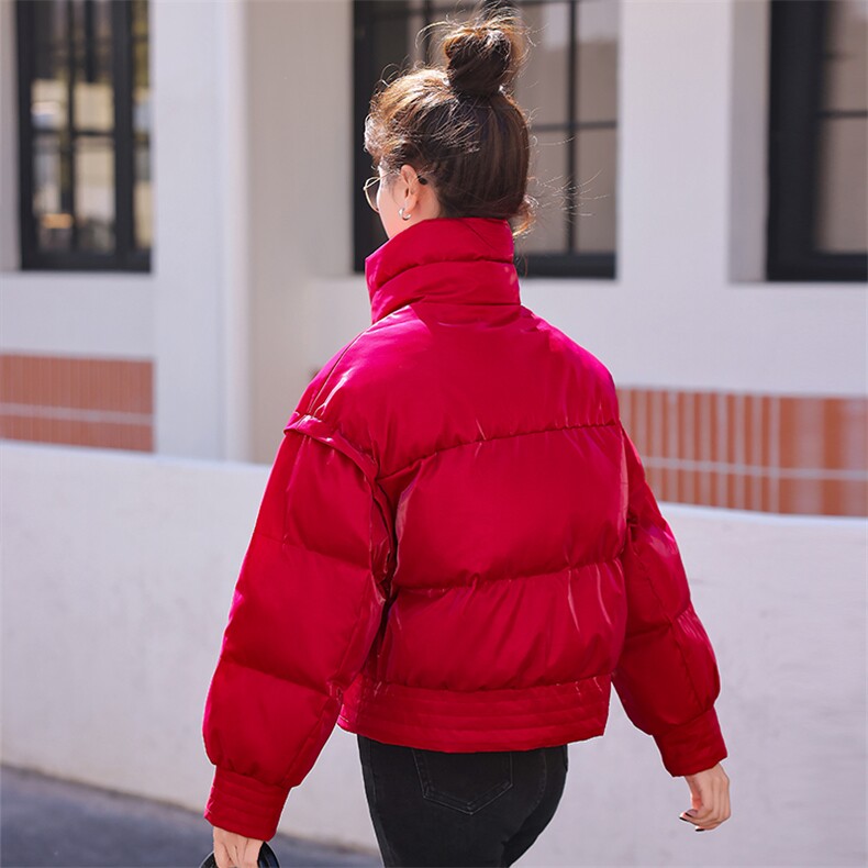 高级感纳米亮面免洗羽绒棉服女2023年冬季新款女装时尚气质外套,女装棉衣/棉服,火爆靓佳人