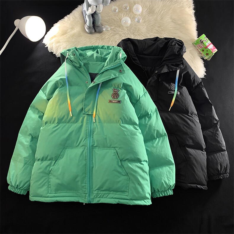 港风新品小熊加厚宽松连帽面包服棉衣外套情侣装棉服G1033P128,男装棉衣,电商A339