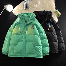 港风新品小熊加厚宽松连帽面包服棉衣外套情侣装棉服G1033P128，男装棉衣，电商A339