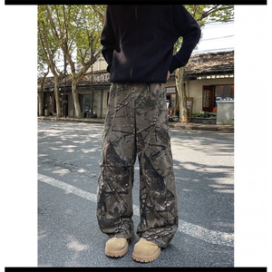 AK1789-P60美式复古水洗迷彩潮牌宽松直筒工装裤图片