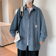 华夫格衬衫男士长袖港风宽松ins潮牌秋季复古衬衣外套W1613-P42，男装衬衫，星座512-4