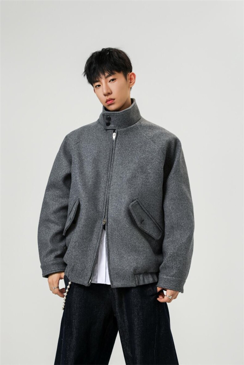 秋冬新品男加厚宽松韩版风衣短款毛呢大衣呢子夹克外套,男装风衣,电商A430（原星座702）