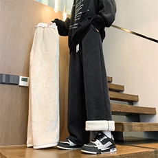 M~8XL大码加绒雪尼尔裤子秋冬阔腿裤休闲直筒裤KZ1907/P45加绒55，男装休闲裤，电商B238