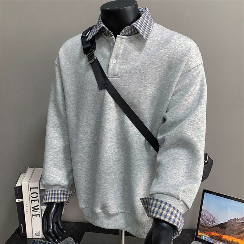 学院风polo领假两件卫衣男cp136-特p55,男装卫衣,电商B371
