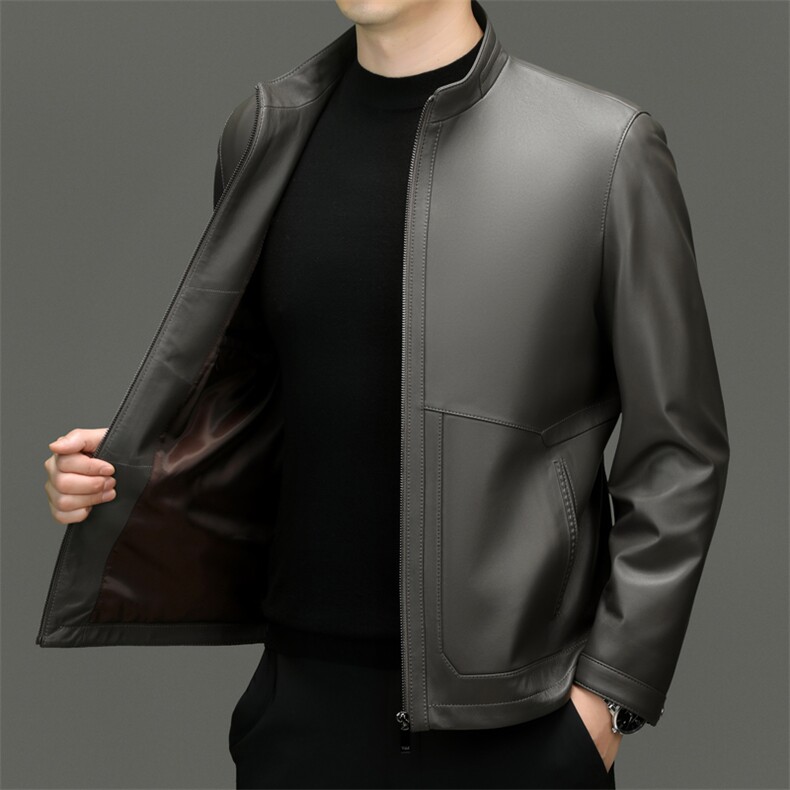 海宁真皮皮衣2025年秋冬季新款中老年男士立领绵羊皮夹克父亲外套，男装夹克，电商B360A（原721A）