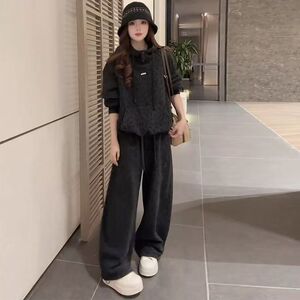 1506A/G2950/P79时尚套装女冬季新款洋气豹纹连帽卫衣阔腿裤休闲图片