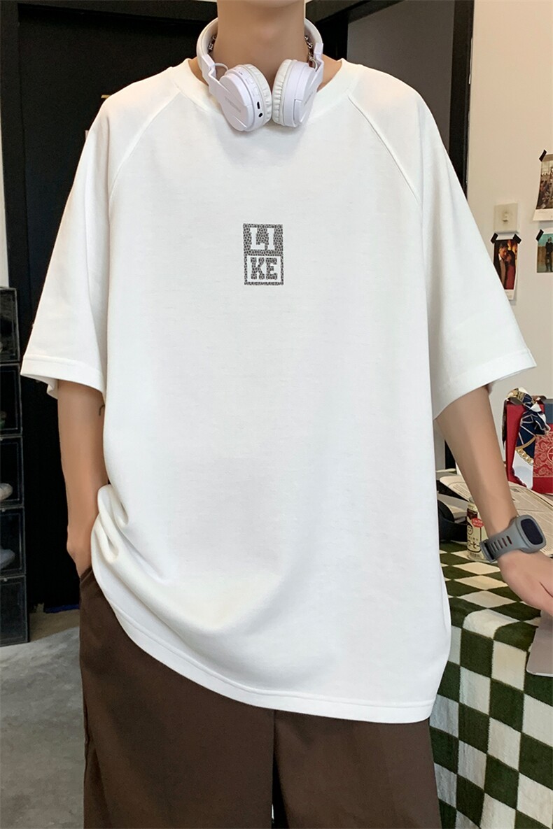 新款夏季短袖珠地面料宽松简约落肩男士T恤ZDY3409-P46图片