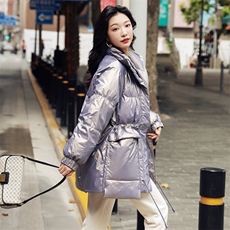 高端羽绒服女冬季新款立领休闲宽松抽绳菱型轻薄鸭绒外套，女装羽绒服，阿舍尔精品