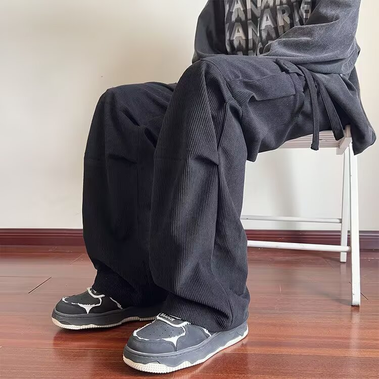 灯芯绒工装裤男士秋季新款宽松直筒裤子潮流阔腿休闲长裤XC12-P47图片