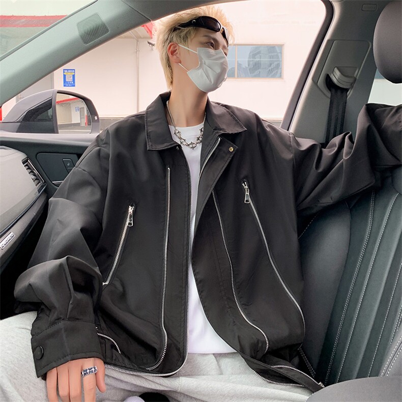 F373 P52男生秋装新中式潮牛仔外套男复古宽松水洗图片