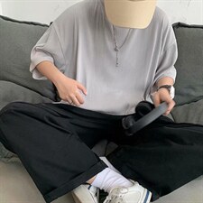 冰丝t恤男短袖潮牌潮流宽松超火ins港风夏季圆领五分袖TX63-P25，男装T恤，星座1008-2