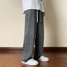 【现货】秋冬季新款牛仔裤港风松紧腰垂感百搭阔腿裤110-P35，男装牛仔裤，星座1006-1