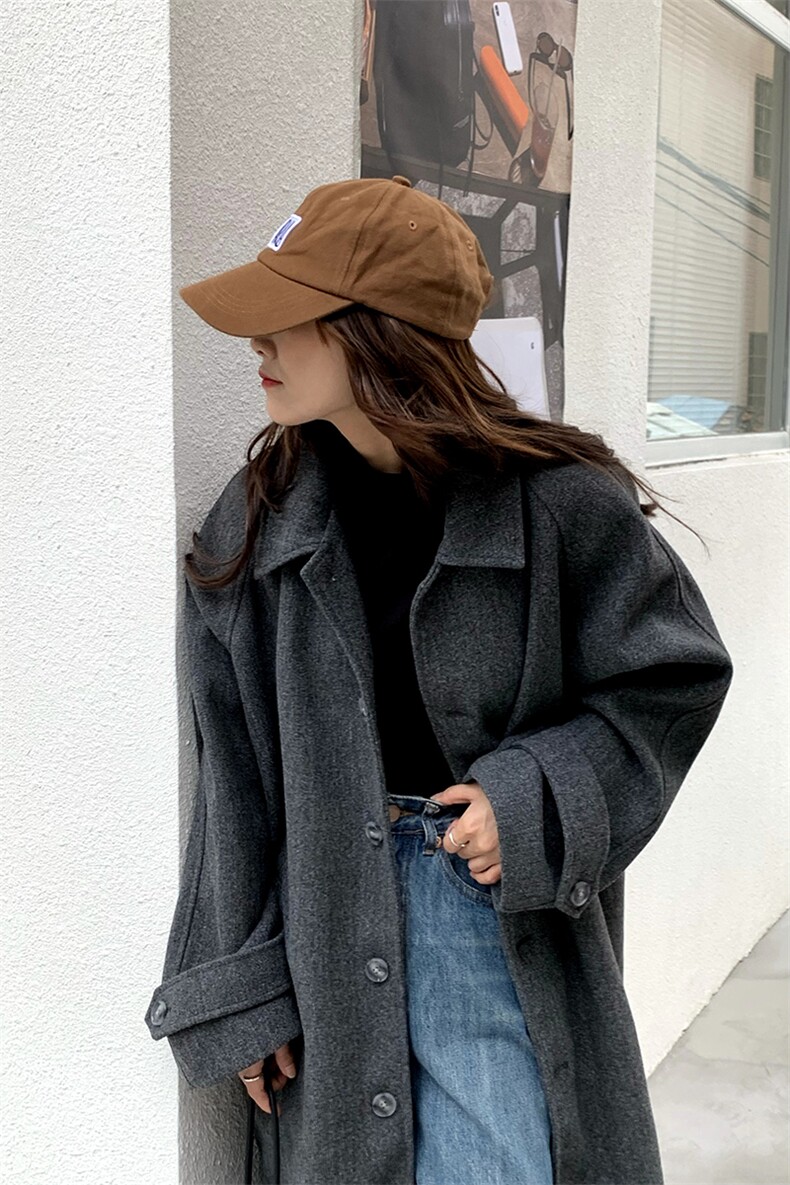 秋冬中长款呢大衣厚外套fy9116p125控158,女装毛呢外套,电商A138B