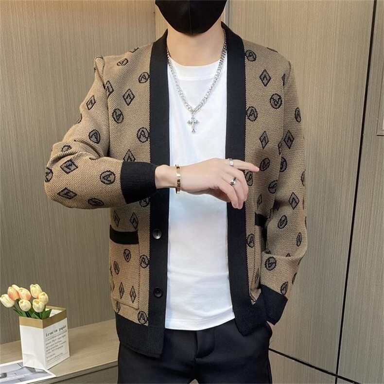M3802-P65针织衫开衫外套男春秋韩版休闲修身潮牌毛衣外穿帅气,男装针织衫/毛衣,电商D310B