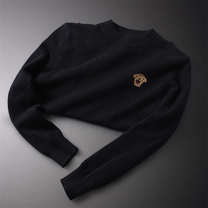 2540冬季新款加厚澳洲山羊绒保暖休闲美杜莎刺绣毛衣(M-4XL,男装针织衫/毛衣,钱塘2010-1