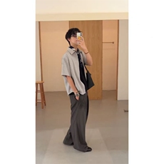 档口现货~夏季月影亚麻混纺花纱短袖衬衫CT25106批50，男装T恤，星座1004-6