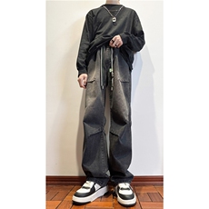k1085-p55-控78S-3XL现货折皱宽松cleanfit牛仔裤，男装牛仔裤，星座116