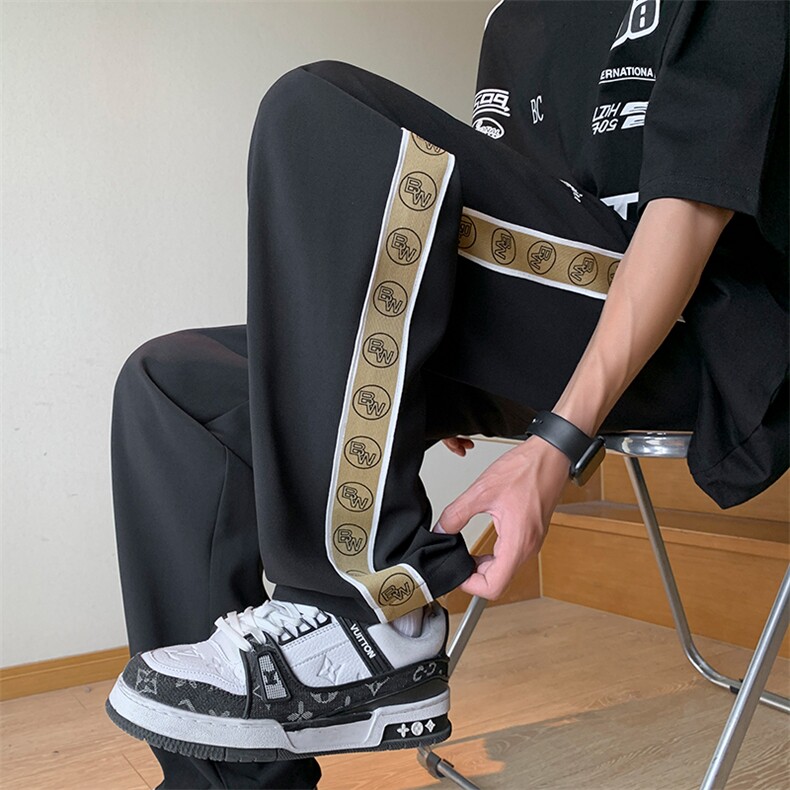 抖音高品质冰丝刺绣直筒裤SC8004TP60控价88宽松休闲长裤男,男装休闲裤,电商A102-1