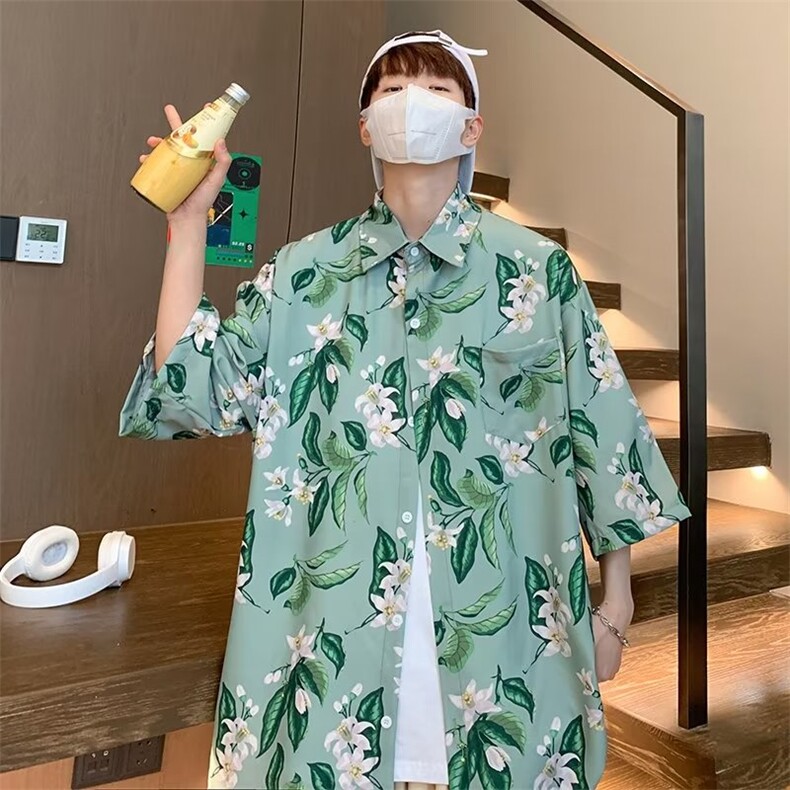 气质潮标准原宿春季衬衫五分袖文艺潮流新款男ins青春流行日系,男装衬衫,星座716-3
