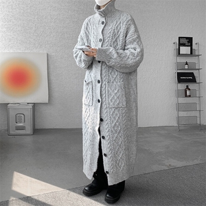 8XL-M慵懒风长款毛衣开衫外套秋冬过膝休闲针织衫MY1217P120控158图片