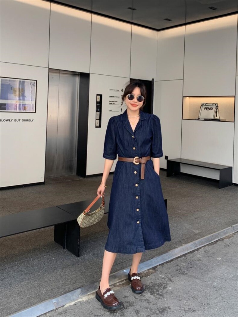 牛仔连衣裙，女装连衣裙，肆尔