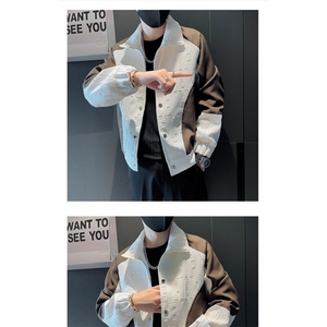 网图现货春秋季短款夹克男潮牌痞帅衣服男装 R8052-P70图片