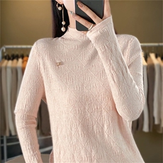 时尚女装高领针织衫修身显瘦仿羊毛毛衣优雅气质长袖上衣，女装针织衫/毛衣，暖姿羊绒