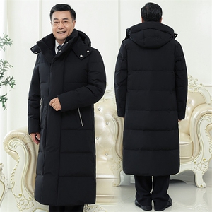大货主推男装中老年羽绒服过膝长款爸爸装大码羽绒外套大衣图片