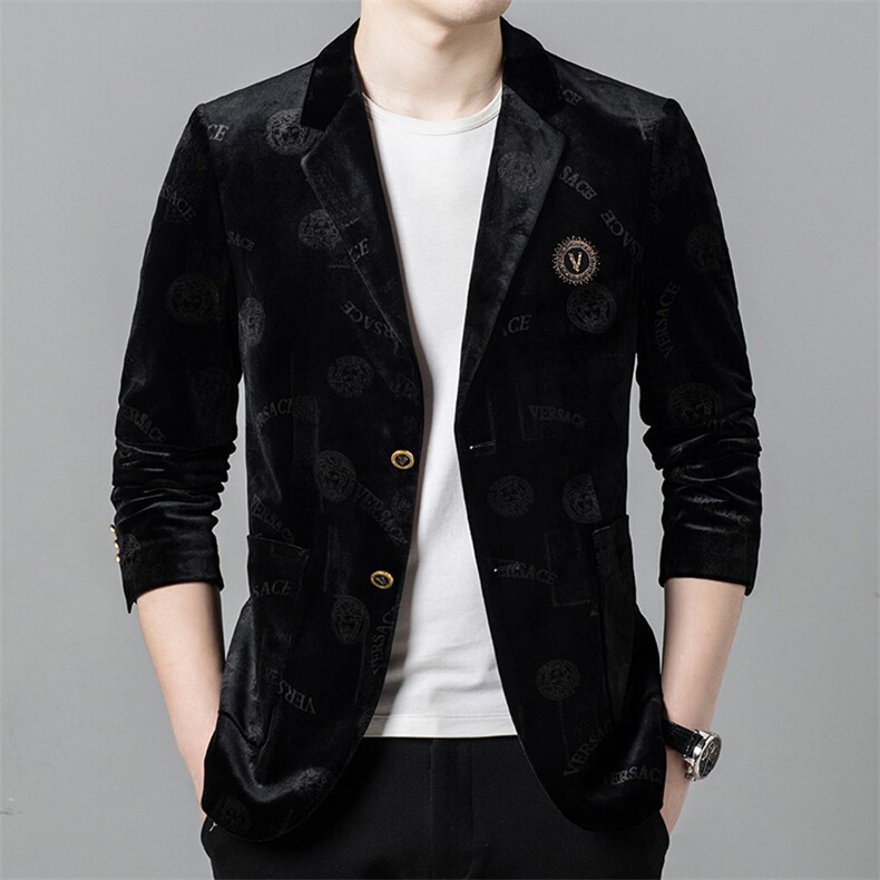西服男秋季潮款休闲商务金丝绒西服上衣中年男士外套ASD7186-P290，男装西服，电商B212（原钱塘6029）