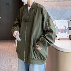 GENIOLAMODE美式拉链设计外套男士秋季新款夹克高级潮牌休闲宽松，男装夹克，星座412-3