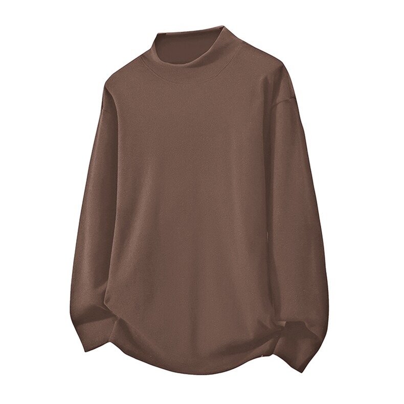 抖音得物品质260克精梳德绒保暖长袖T恤纯色半高领打底针织衫DR01，男装T恤，电商A486