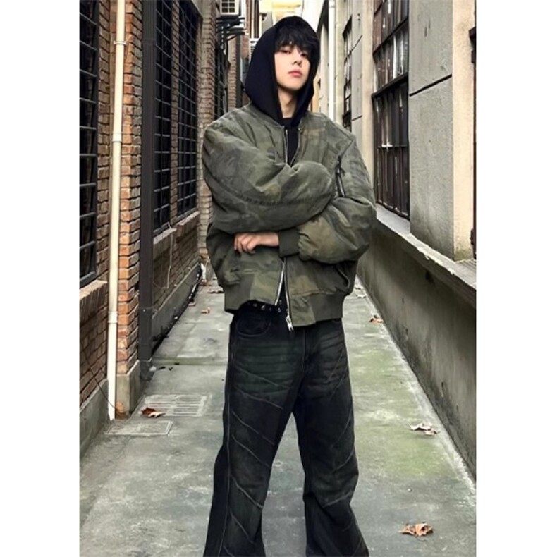 假两件迷彩连帽外套男款廓形高级感飞行服夹克MB963,男装夹克,星座1116A（原606A-3）