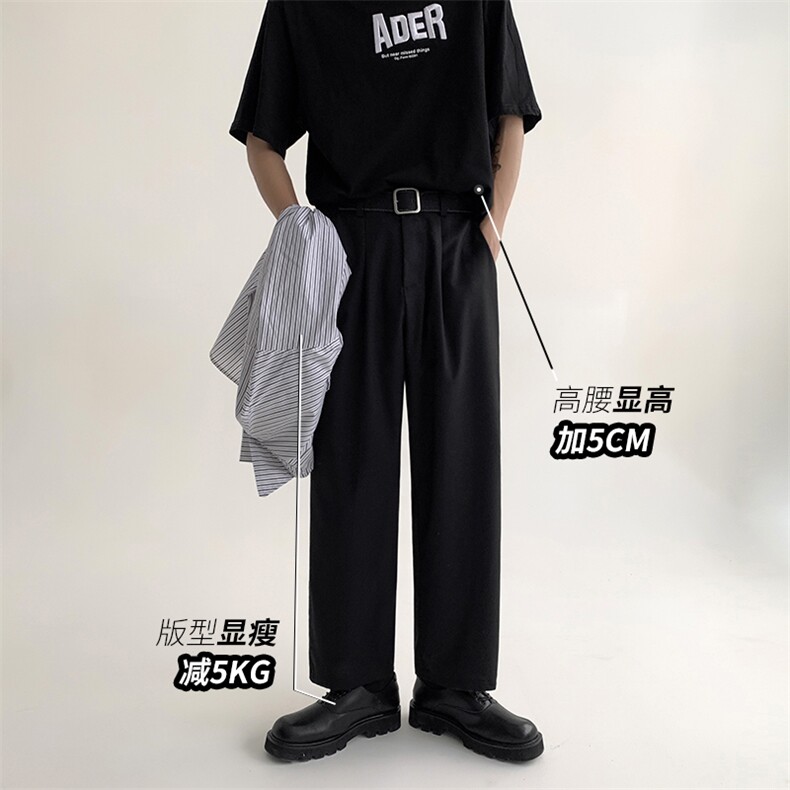 DS815-TP35-秋季2023港风直筒宽松垂感裤子男生宽松休闲长裤图片