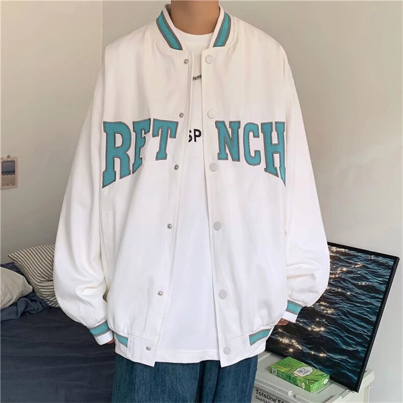 棒球服外套男潮流痞帅春秋字母印花港风宽松复古休闲情侣夹克上衣,男装夹克,星座1210-1