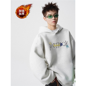 花卉刺绣连帽卫衣潮牌美式复古宽松重磅情侣帽衫513A常规42加绒47，男装卫衣，星座513A