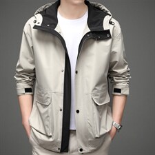 YY-A661102男士2023年秋季新款帅气外套连帽休闲夹克工装上衣P120图片