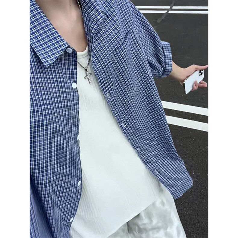 美式复古蓝色连帽/翻领衬衫男衬衣外套上衣DC2243/DC2244-特价P35,男装衬衫,电商A007